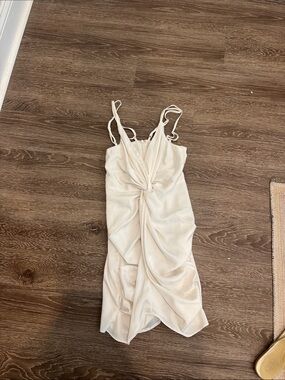 DO+BE Cream Twist-Front Mini Dress